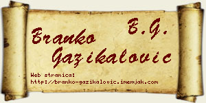 Branko Gazikalović vizit kartica